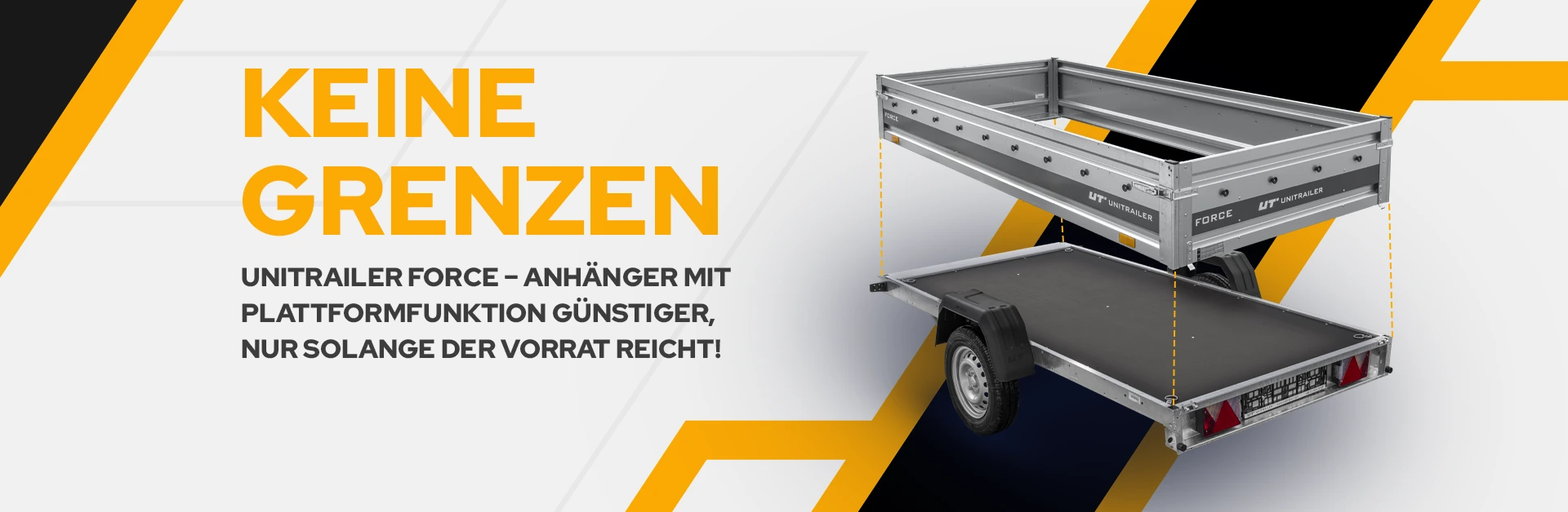 Keine Grenzen – UNITRAILER Force, Anhänger mit Plattformfunktion, günstiger, solange der Vorrat reicht